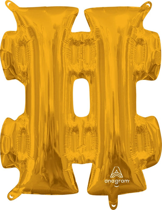 Anagram 16 inch Symbol # Gold  Foil Balloon 1ct
