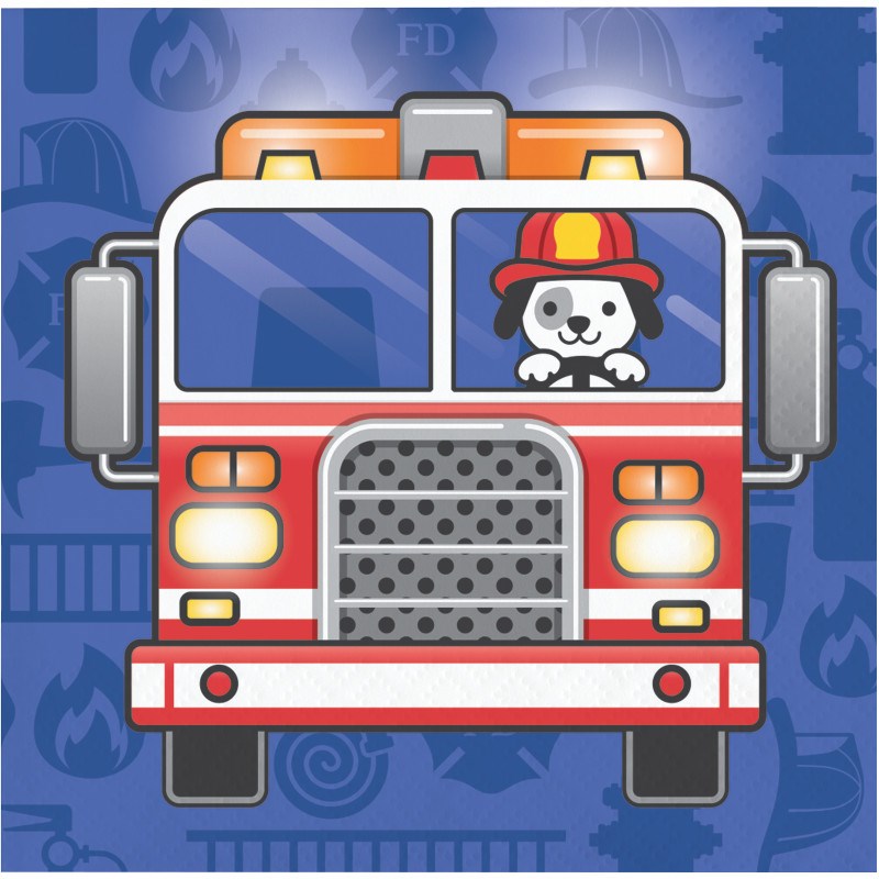Flaming Fire Truck Napkin (S) 16ct