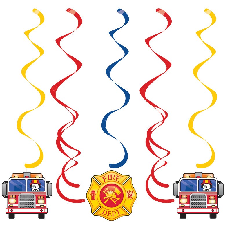 Flaming Fire Truck Dizzy Dangler 10ct