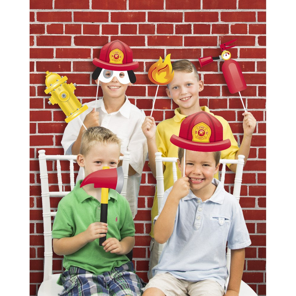 Flaming Fire Truck Photo Backdrop
