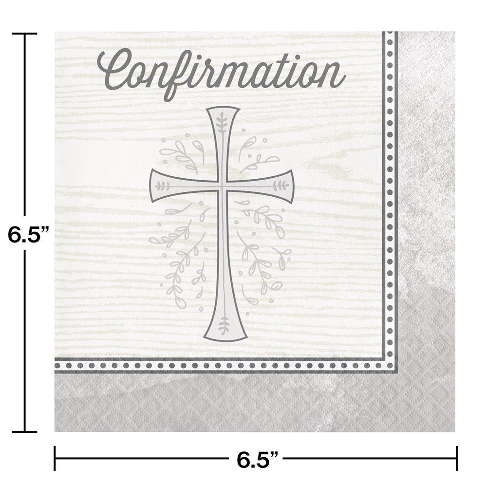 Divnity Silver Confirmation Lunch Napkin 16ct
