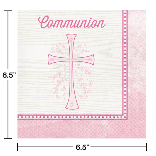Divinity Pink Communion Lunch Napkin 16ct