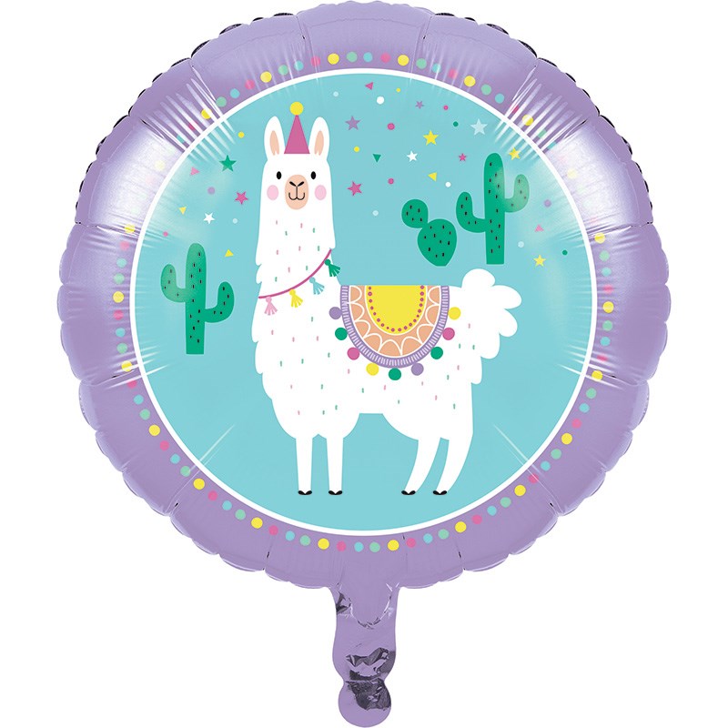 Llama Party Metallic Balloon 18in