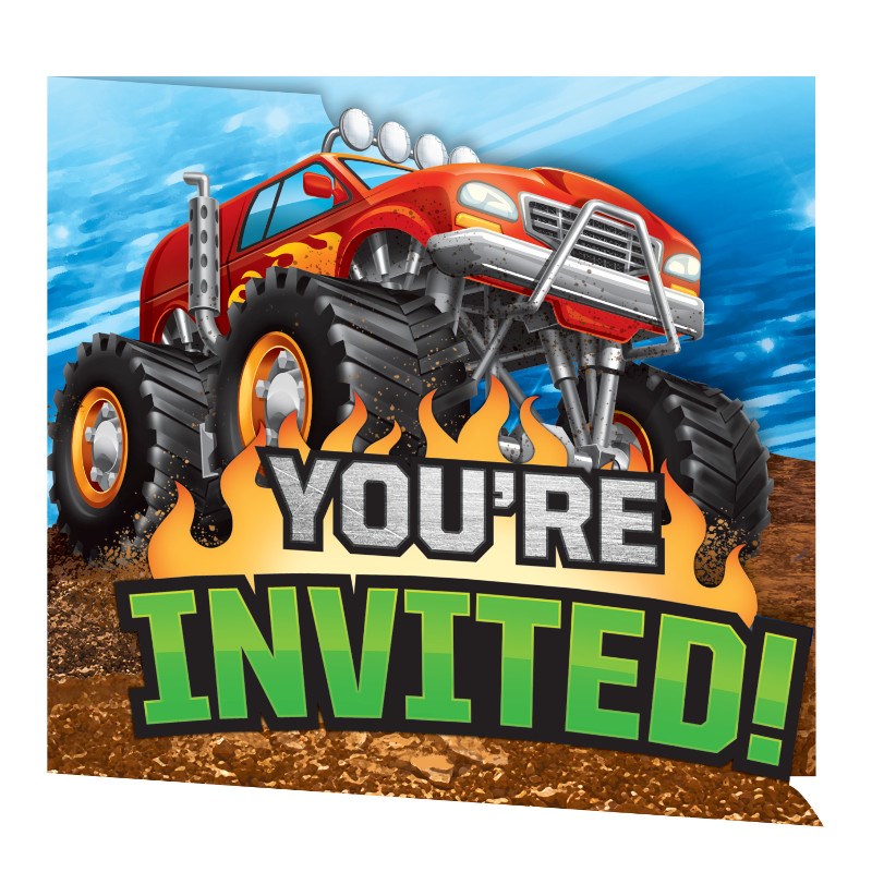 Monster Truck Rally Inviteitation 8ct