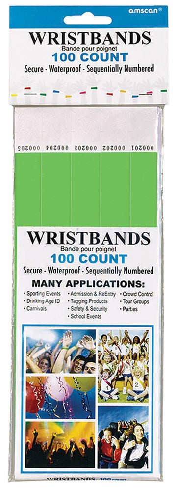 Wrist Band Lime Green 100ct