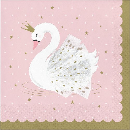 Stylish Swan Party Lunch Napkin 16ct