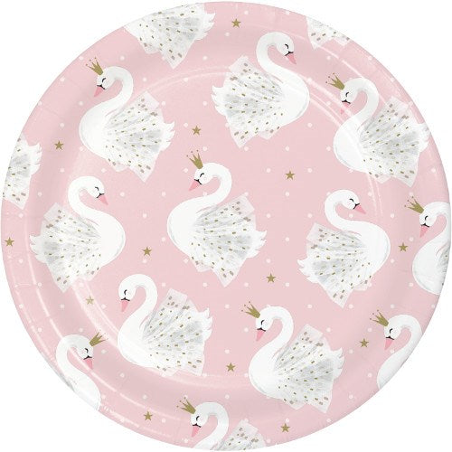 Stylish Swan Party 7in Plate 8ct