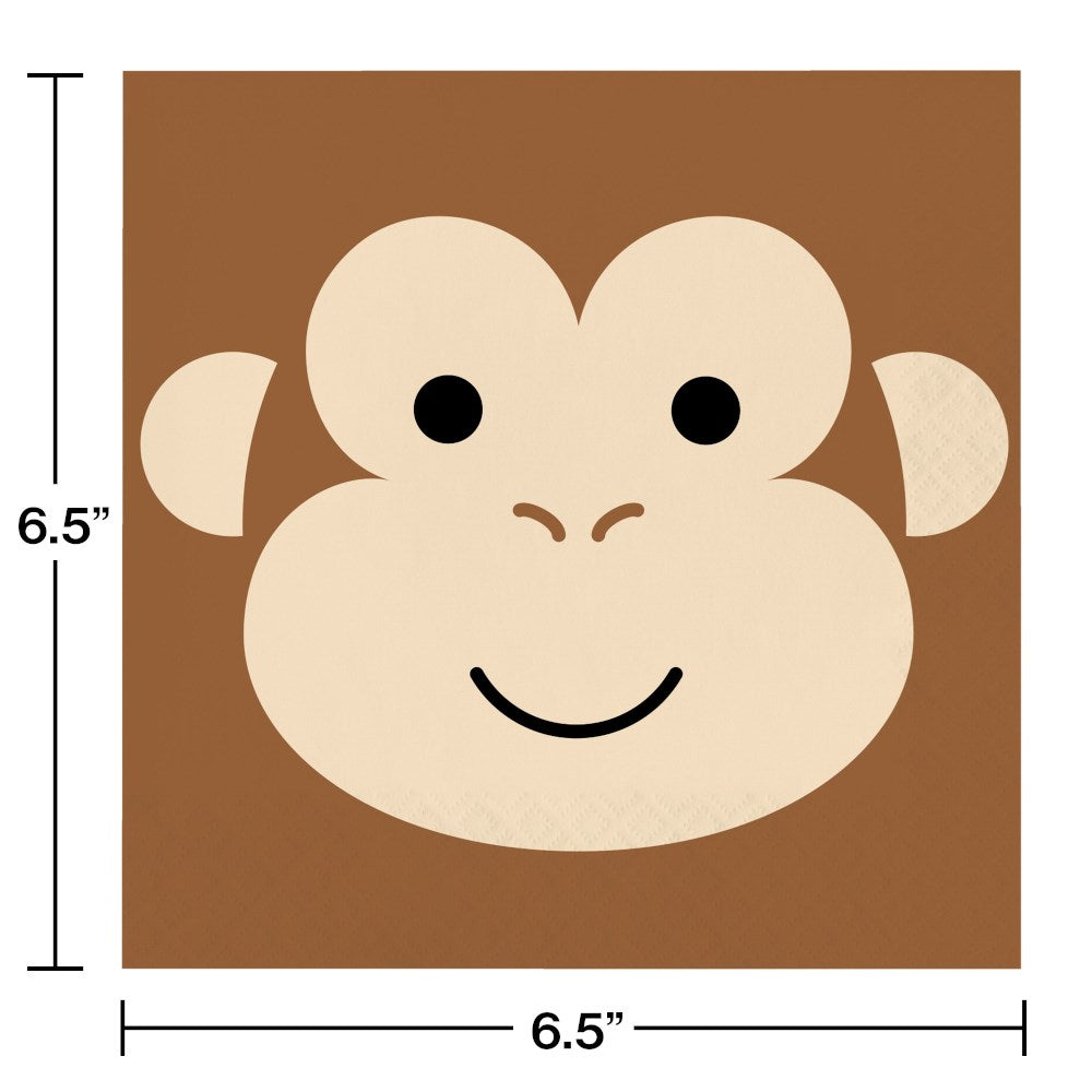 Monkey Animal Faces Lunch Napkin 16ct