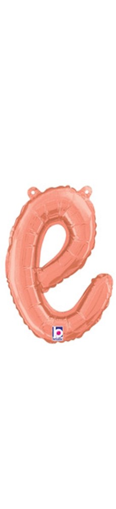 Betallic Script Letter "e" Rose Gold 10 inch Air Filled Shaped Foil Balloon packed w/straw 1ct