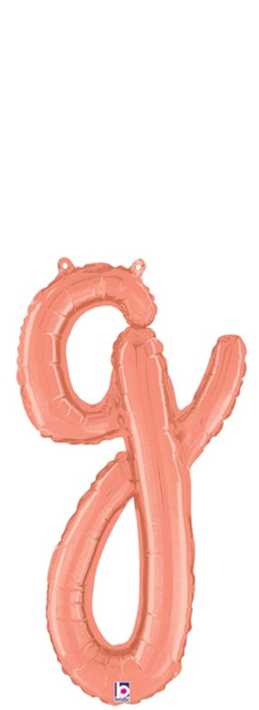 Betallic Script Letter "g" Rose Gold 20 inch Air Filled Shaped Foil Balloon packed w/straw 1ct