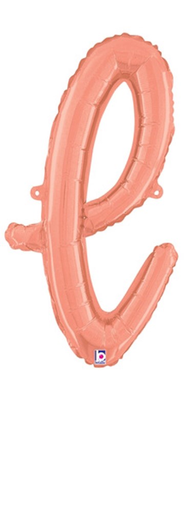 Betallic Script Letter "l" Rose Gold 19 inch Air Filled Shaped Foil Balloon packed w/straw 1ct