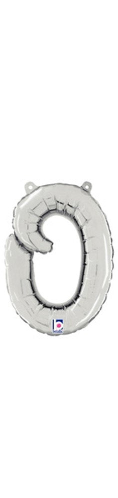 Betallic Script Letter "o" Silver 10 inch Air Filled Shaped Foil Balloon packed w/straw 1ct