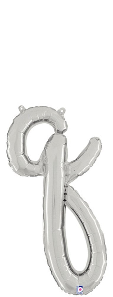 Betallic Script Letter "q" Silver 22 inch Air Filled Shaped Foil Balloon packed w/straw 1ct