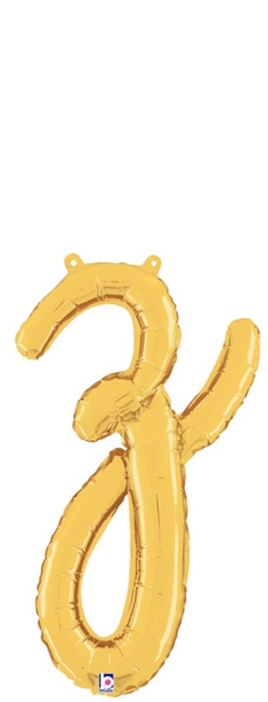 Betallic Script Letter "z" Gold 19 inch Air Filled Shaped Foil Balloon packed w/straw 1ct