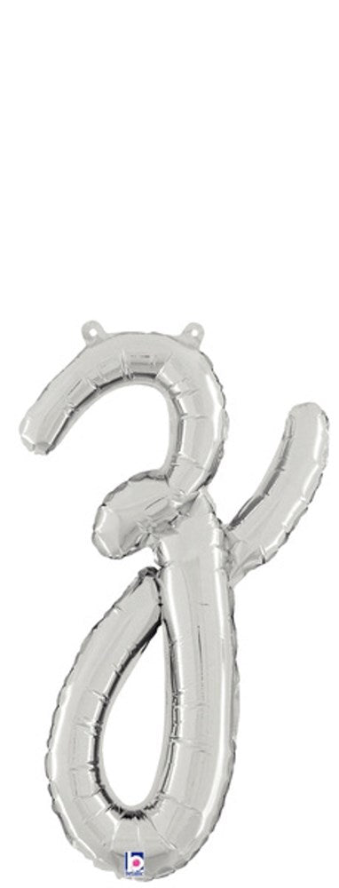 Betallic Script Letter "z" Silver 19 inch Air Filled Shaped Foil Balloon packed w/straw 1ct
