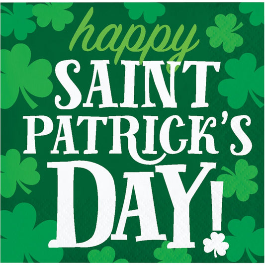 Servilleta de bebida Irish Clover Happy St Patricks Day 16ct