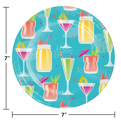 Colorful Cocktails Luncheon Plate 8ct