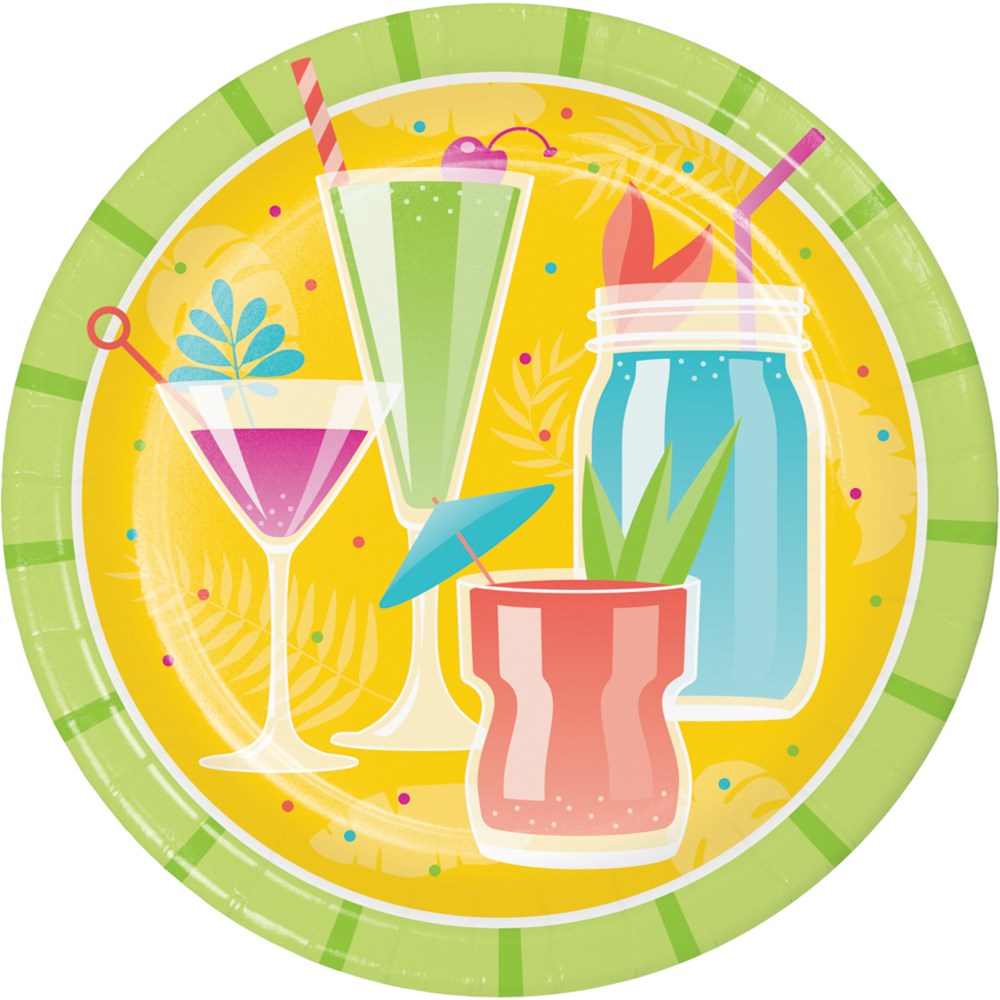 Colorful Cocktails Dinner Plate 8ct