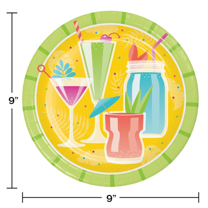 Colorful Cocktails Dinner Plate 8ct