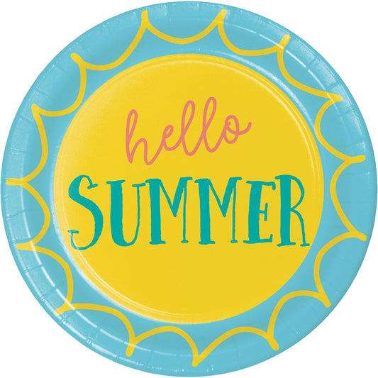 Summer Sayings Luncheon Plate Hello Summer 8ct