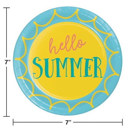 Plato de almuerzo con refranes de verano Hello Summer 8ct
