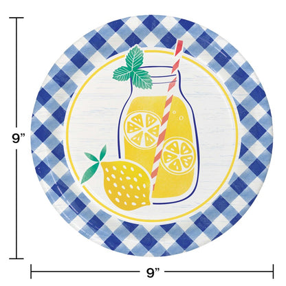 Gingham Lemonade Dinner Plate 8ct