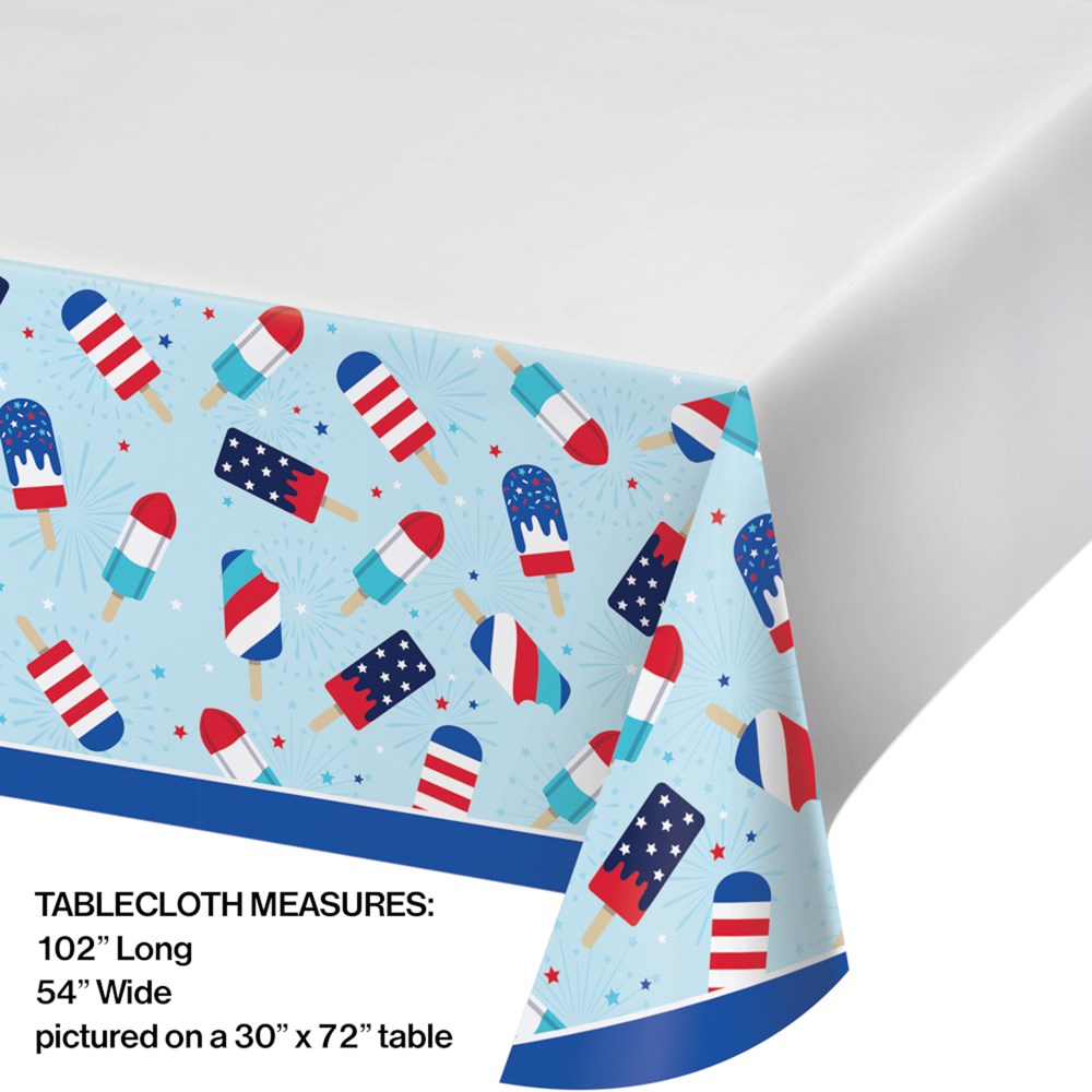 Patriotic Popsicles Paper Tablecover Border Print 54in x 102in 1ct