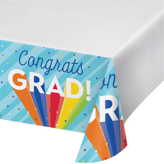 Rainbow Grad Paper Tablecover Border Print 54in x 102in 1ct
