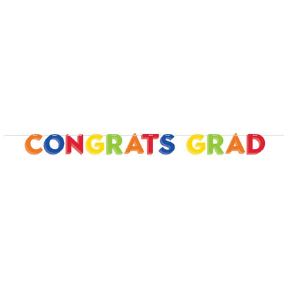 Rainbow Grad Shaped Banner with Twine 1ct