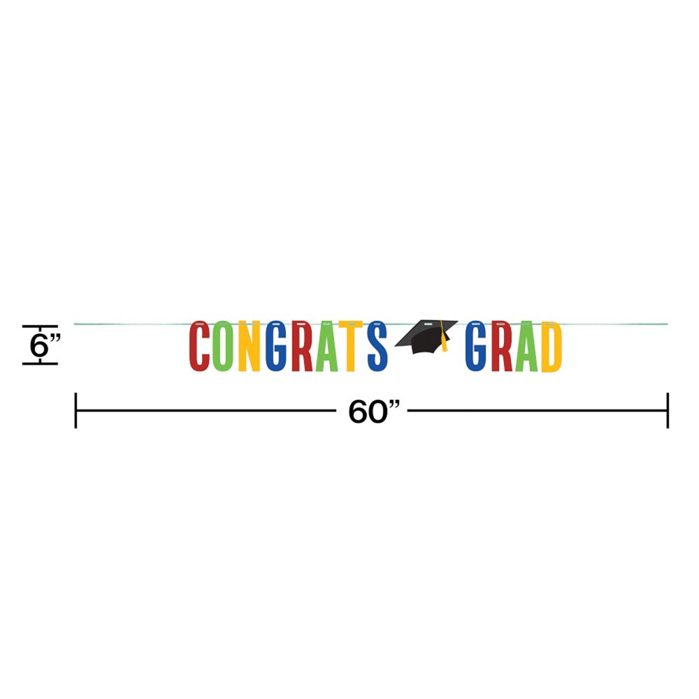 Colorful Grad Shaped Banner with Twine 1ct