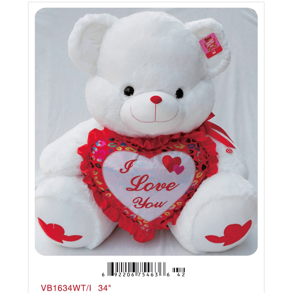 34in White Bear I Love You - Toy World Inc