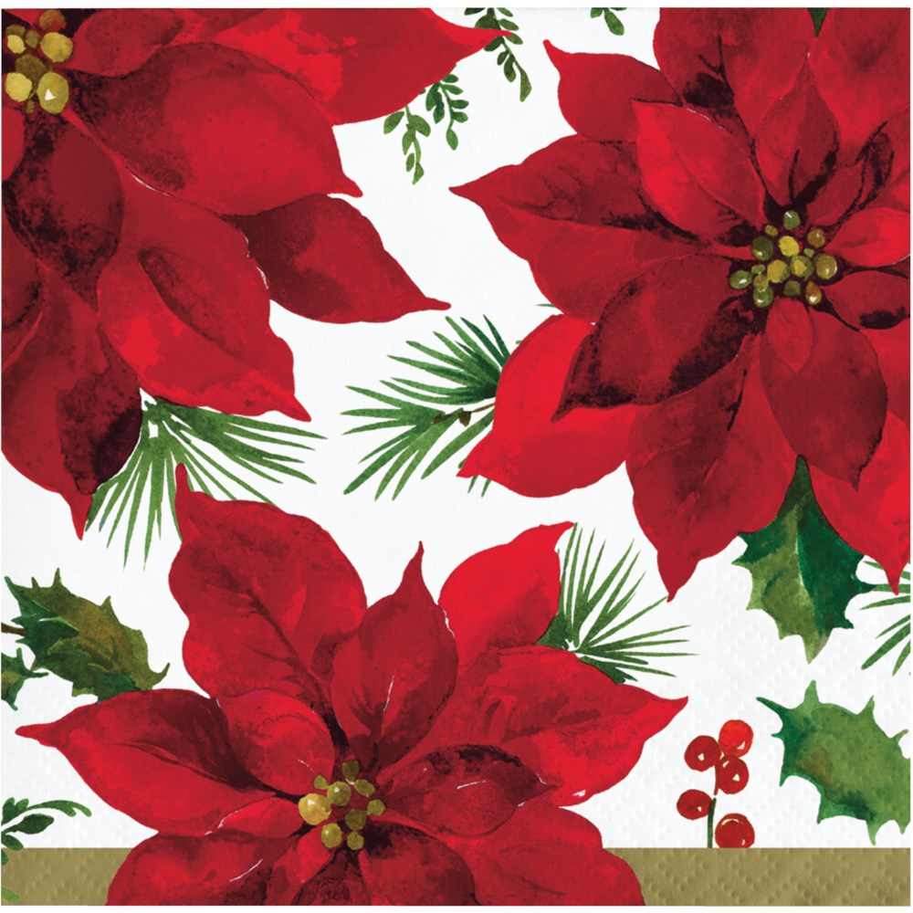 Posh Poinsettia Beverage Napkin 16ct