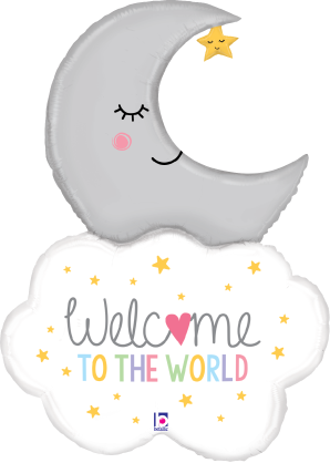 Betallic Welcome Baby Moon 32 inch Shaped Foil Balloon Packaged 1ct