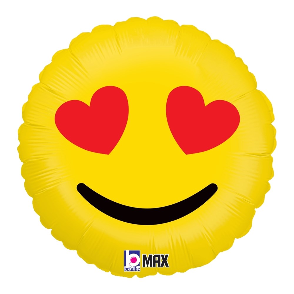 Betallic Emoji Hearts 18 inch MAX Float Balloon 1ct