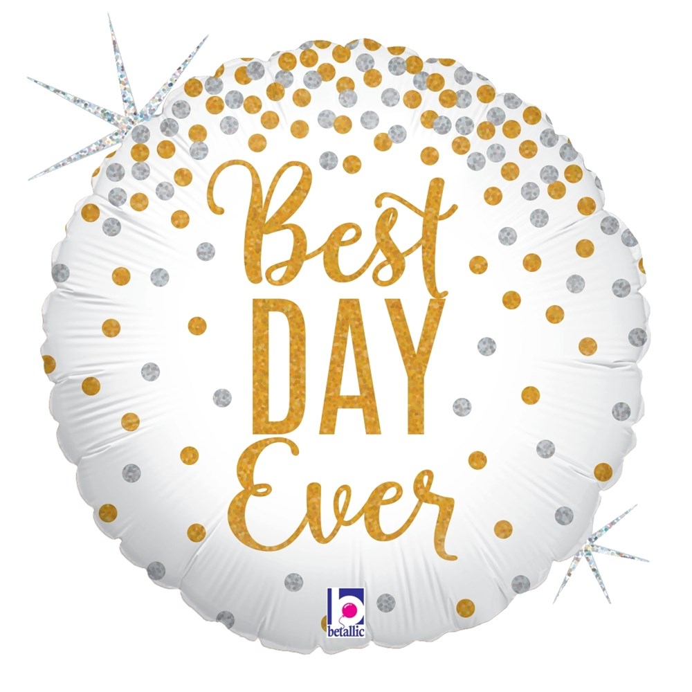 Betallic Glittering Best Day Ever 18 inch Holographic Balloon 1ct