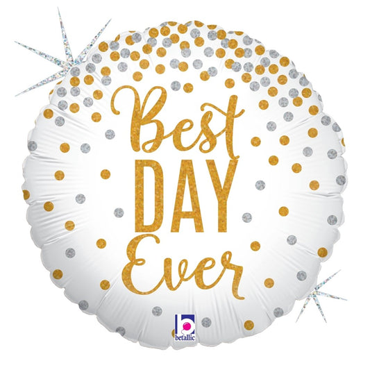 Betallic Glittering Best Day Ever 18 inch Holographic Balloon 1ct