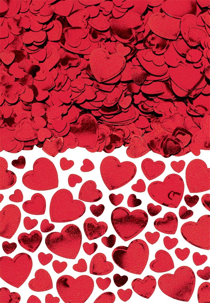Red Metallic Hearts Confetti