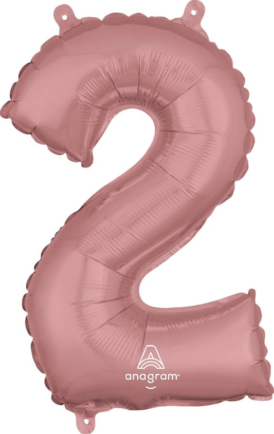 Anagram 16 inch Number 2 Rose Gold Foil Balloon 1ct