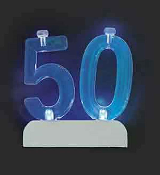 Flashing 50th Candle and Holder