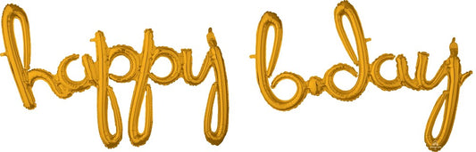 Anagram Script Happy Birthday Balloon Gold 76 inch Foil Balloon 1ct