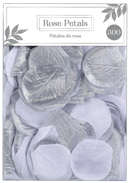 Fabric Confetti Petals - Silver/White