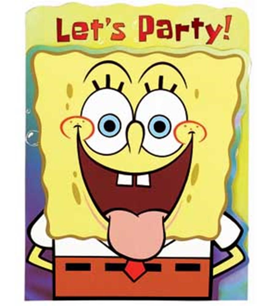 Sponge Bob Die Cut Invite 8ct