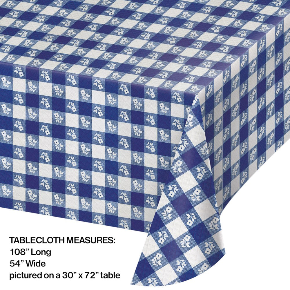 Blue Gingham Tablecover Pl 54in x 108in 1ct