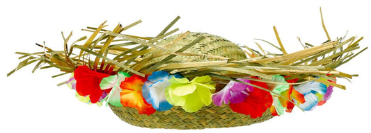 Straw Hat With Floral Trim