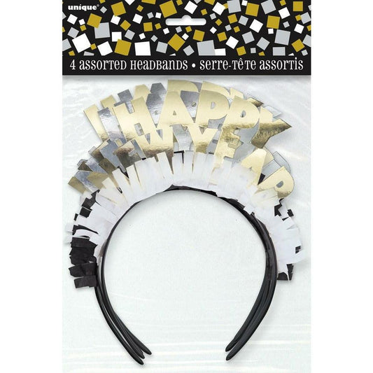 4 Gold and Silver Happy New Year Headband-Asst - Toy World Inc
