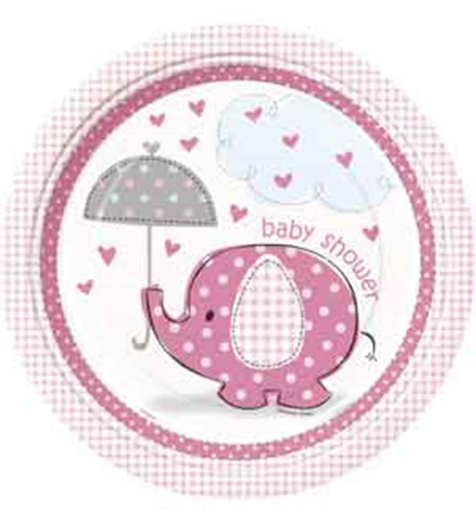 Umbrellaphants Pink 9in Plate 8ct