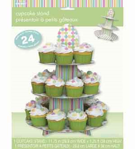 Soporte para cupcakes en colores pastel para baby shower