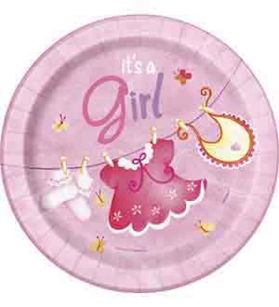 Clothesline Pink Plate (S) 8ct