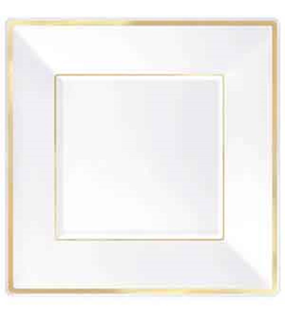 White Gold Plastic Plate 9.75in Square