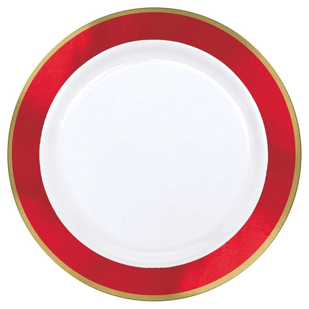 Plate Red Border 10.25in 10ct